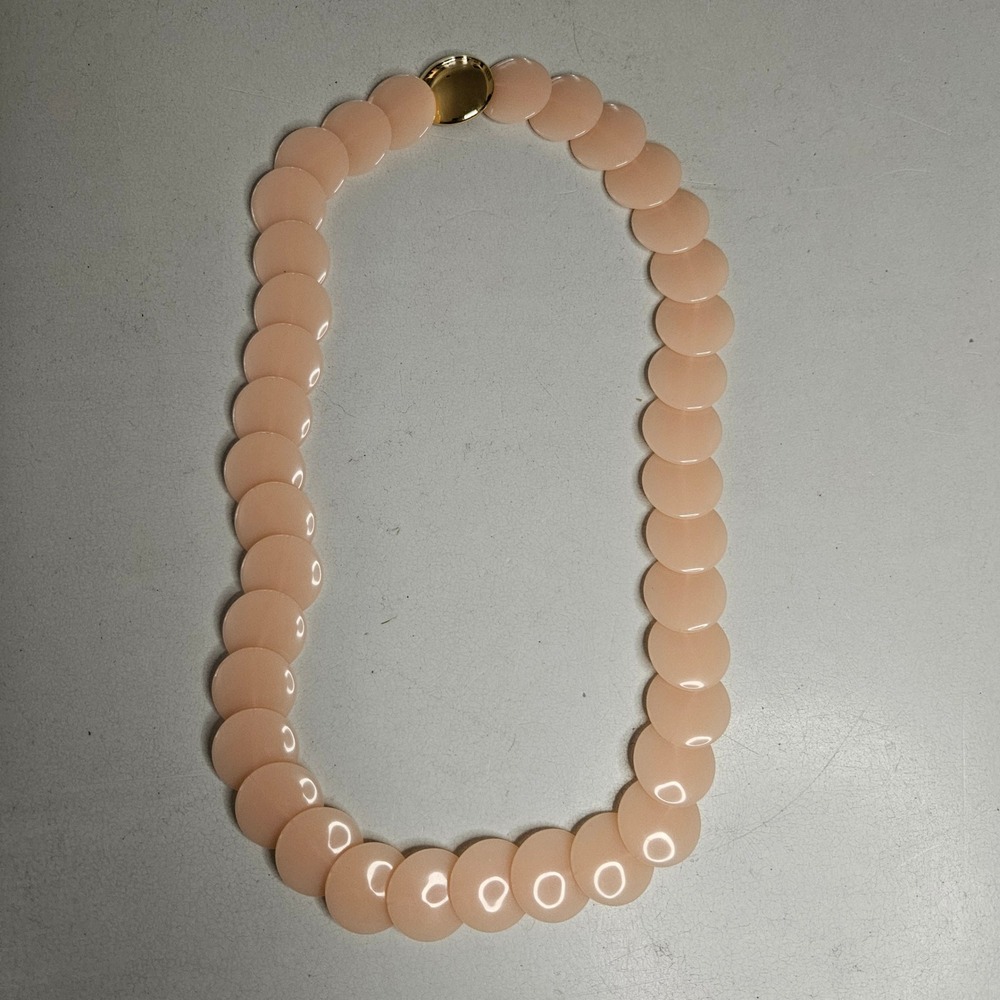 Vintage Trifari Peach Lucite Disc Necklace Gold Tone Clasp Mid Century Modern
